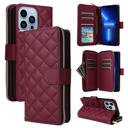 Crossbody Rhombic Zipper Tower Buckle Leather Phone Case with Lanyard, For iPhone SE 2022 / 2020 / 8 / 7, For iPhone 13 Pro Max, For iPhone 13 Pro, For iPhone 13 mini