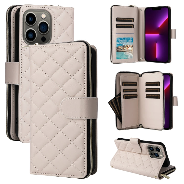 Crossbody Rhombic Zipper Tower Buckle Leather Phone Case with Lanyard, For iPhone SE 2022 / 2020 / 8 / 7, For iPhone 13 Pro Max, For iPhone 13 Pro, For iPhone 13 mini