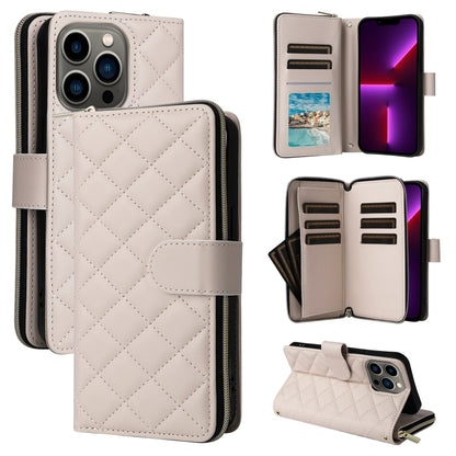 Crossbody Rhombic Zipper Tower Buckle Leather Phone Case with Lanyard, For iPhone SE 2022 / 2020 / 8 / 7, For iPhone 13 Pro Max, For iPhone 13 Pro, For iPhone 13 mini