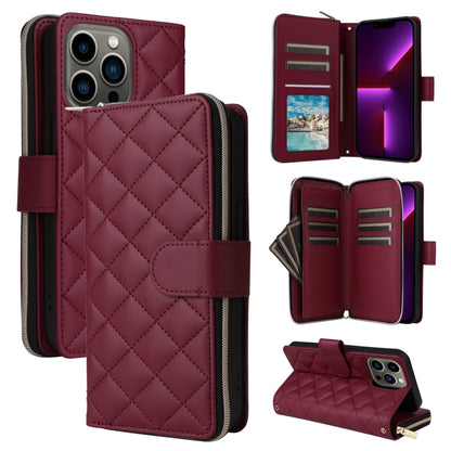 Crossbody Rhombic Zipper Tower Buckle Leather Phone Case with Lanyard, For iPhone SE 2022 / 2020 / 8 / 7, For iPhone 13 Pro Max, For iPhone 13 Pro, For iPhone 13 mini