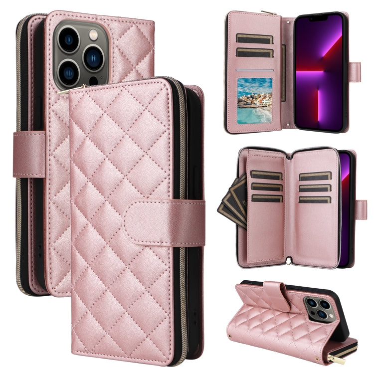 Crossbody Rhombic Zipper Tower Buckle Leather Phone Case with Lanyard, For iPhone SE 2022 / 2020 / 8 / 7, For iPhone 13 Pro Max, For iPhone 13 Pro, For iPhone 13 mini