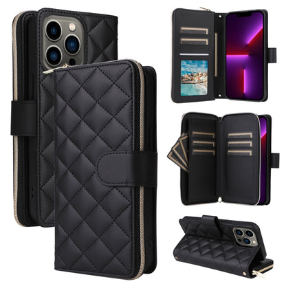 Crossbody Rhombic Zipper Tower Buckle Leather Phone Case with Lanyard, For iPhone SE 2022 / 2020 / 8 / 7, For iPhone 13 Pro Max, For iPhone 13 Pro, For iPhone 13 mini