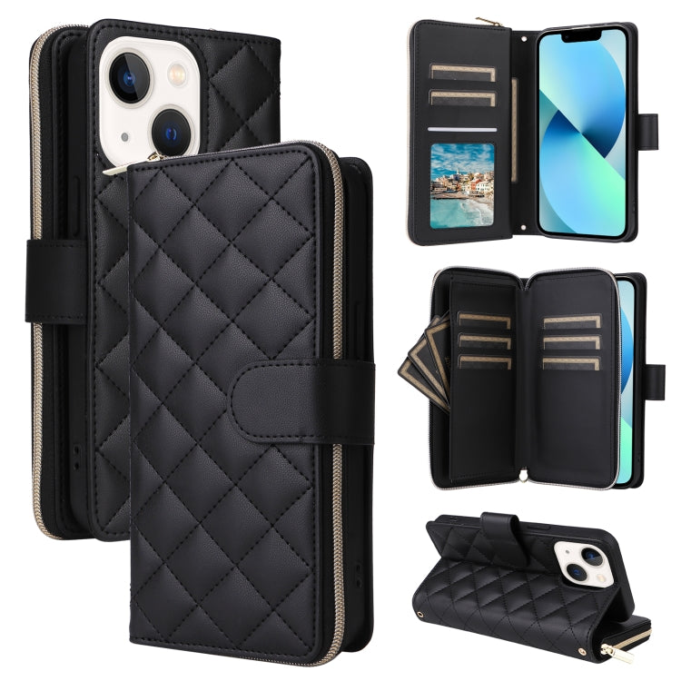 Crossbody Rhombic Zipper Tower Buckle Leather Phone Case with Lanyard, For iPhone SE 2022 / 2020 / 8 / 7, For iPhone 13 Pro Max, For iPhone 13 Pro, For iPhone 13 mini