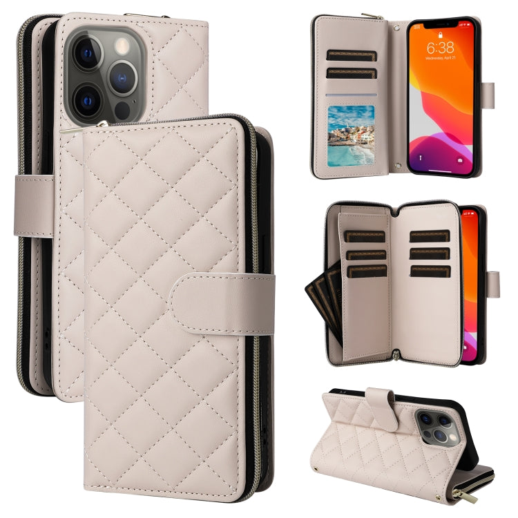 Crossbody Rhombic Zipper Tower Buckle Leather Phone Case with Lanyard, For iPhone 12 / 12 Pro, For iPhone 12 Pro Max, For iPhone 12 mini, For iPhone 11 Pro Max