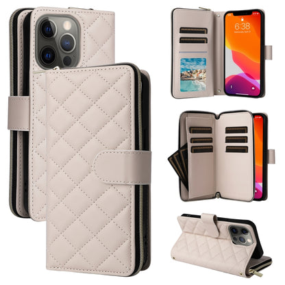 Crossbody Rhombic Zipper Tower Buckle Leather Phone Case with Lanyard, For iPhone 12 / 12 Pro, For iPhone 12 Pro Max, For iPhone 12 mini, For iPhone 11 Pro Max