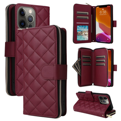 Crossbody Rhombic Zipper Tower Buckle Leather Phone Case with Lanyard, For iPhone 12 / 12 Pro, For iPhone 12 Pro Max, For iPhone 12 mini, For iPhone 11 Pro Max