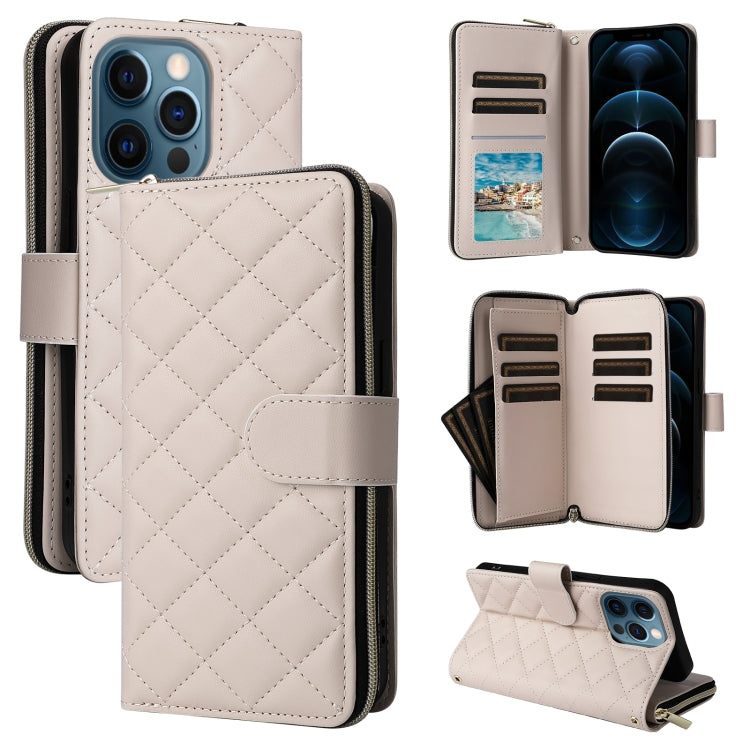 Crossbody Rhombic Zipper Tower Buckle Leather Phone Case with Lanyard, For iPhone 12 / 12 Pro, For iPhone 12 Pro Max, For iPhone 12 mini, For iPhone 11 Pro Max
