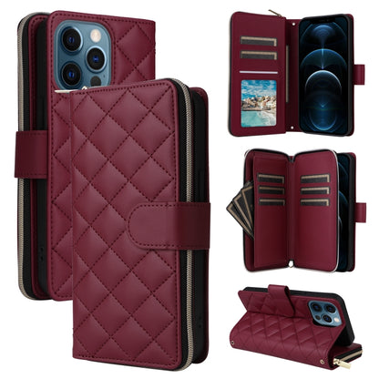 Crossbody Rhombic Zipper Tower Buckle Leather Phone Case with Lanyard, For iPhone 12 / 12 Pro, For iPhone 12 Pro Max, For iPhone 12 mini, For iPhone 11 Pro Max