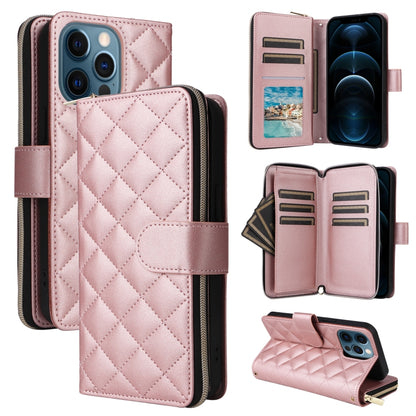 Crossbody Rhombic Zipper Tower Buckle Leather Phone Case with Lanyard, For iPhone 12 / 12 Pro, For iPhone 12 Pro Max, For iPhone 12 mini, For iPhone 11 Pro Max