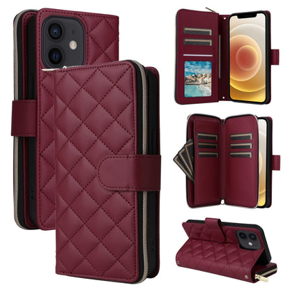 Crossbody Rhombic Zipper Tower Buckle Leather Phone Case with Lanyard, For iPhone 12 / 12 Pro, For iPhone 12 Pro Max, For iPhone 12 mini, For iPhone 11 Pro Max