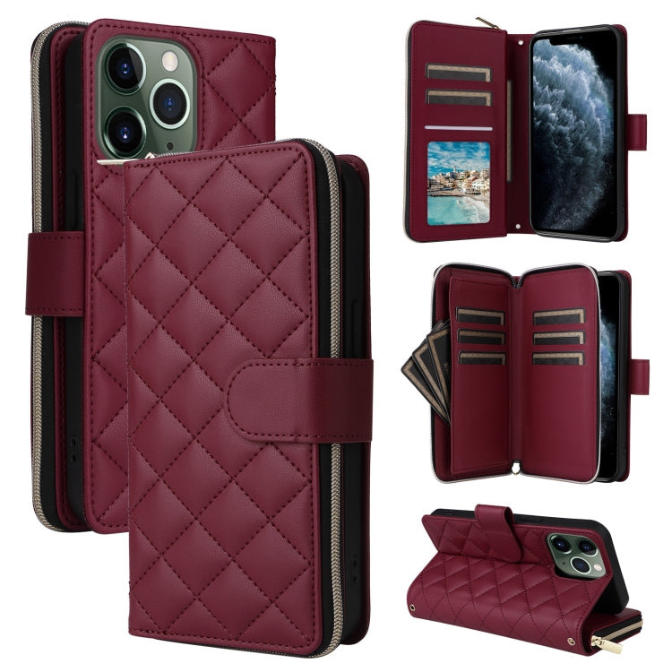 Crossbody Rhombic Zipper Tower Buckle Leather Phone Case with Lanyard, For iPhone 12 / 12 Pro, For iPhone 12 Pro Max, For iPhone 12 mini, For iPhone 11 Pro Max