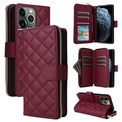 Crossbody Rhombic Zipper Tower Buckle Leather Phone Case with Lanyard, For iPhone 12 / 12 Pro, For iPhone 12 Pro Max, For iPhone 12 mini, For iPhone 11 Pro Max