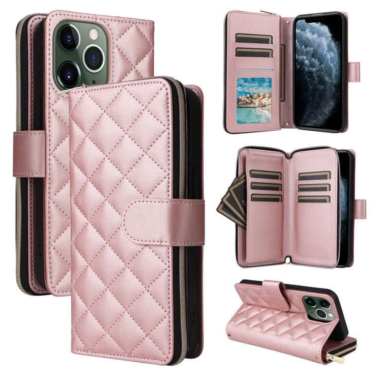 Crossbody Rhombic Zipper Tower Buckle Leather Phone Case with Lanyard, For iPhone 12 / 12 Pro, For iPhone 12 Pro Max, For iPhone 12 mini, For iPhone 11 Pro Max