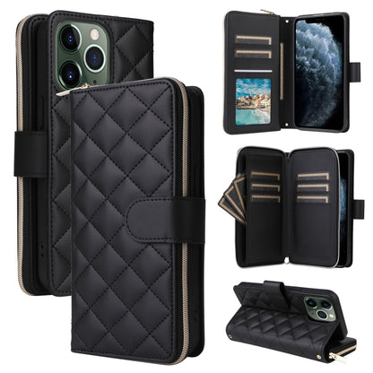 Crossbody Rhombic Zipper Tower Buckle Leather Phone Case with Lanyard, For iPhone 12 / 12 Pro, For iPhone 12 Pro Max, For iPhone 12 mini, For iPhone 11 Pro Max