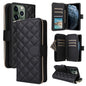 Crossbody Rhombic Zipper Tower Buckle Leather Phone Case with Lanyard, For iPhone 12 / 12 Pro, For iPhone 12 Pro Max, For iPhone 12 mini, For iPhone 11 Pro Max