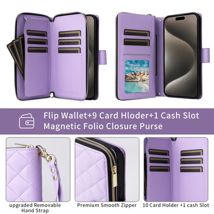 Crossbody Rhombic Zipper Tower Buckle Leather Phone Case with Lanyard, For iPhone 11, For iPhone 11 Pro, For iPhone X / XS, For iPhone XR