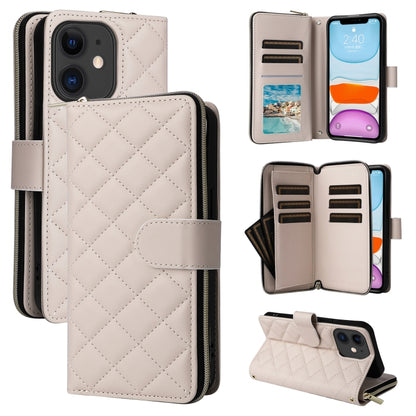 Crossbody Rhombic Zipper Tower Buckle Leather Phone Case with Lanyard, For iPhone 11, For iPhone 11 Pro, For iPhone X / XS, For iPhone XR