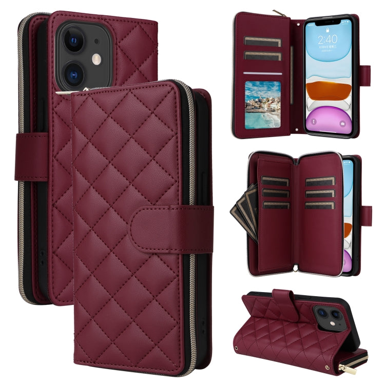 Crossbody Rhombic Zipper Tower Buckle Leather Phone Case with Lanyard, For iPhone 11, For iPhone 11 Pro, For iPhone X / XS, For iPhone XR