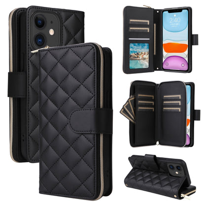 Crossbody Rhombic Zipper Tower Buckle Leather Phone Case with Lanyard, For iPhone 11, For iPhone 11 Pro, For iPhone X / XS, For iPhone XR