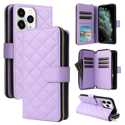 Crossbody Rhombic Zipper Tower Buckle Leather Phone Case with Lanyard, For iPhone 11, For iPhone 11 Pro, For iPhone X / XS, For iPhone XR