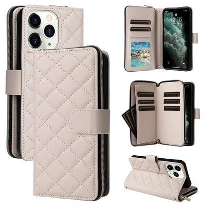 Crossbody Rhombic Zipper Tower Buckle Leather Phone Case with Lanyard, For iPhone 11, For iPhone 11 Pro, For iPhone X / XS, For iPhone XR