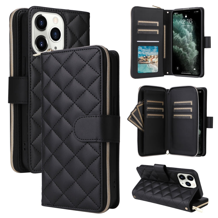 Crossbody Rhombic Zipper Tower Buckle Leather Phone Case with Lanyard, For iPhone 11, For iPhone 11 Pro, For iPhone X / XS, For iPhone XR