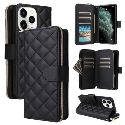Crossbody Rhombic Zipper Tower Buckle Leather Phone Case with Lanyard, For iPhone 11, For iPhone 11 Pro, For iPhone X / XS, For iPhone XR