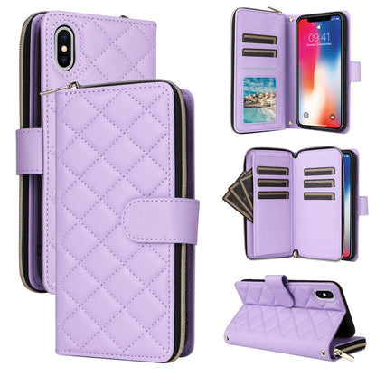 Crossbody Rhombic Zipper Tower Buckle Leather Phone Case with Lanyard, For iPhone 11, For iPhone 11 Pro, For iPhone X / XS, For iPhone XR
