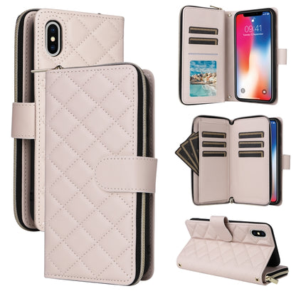 Crossbody Rhombic Zipper Tower Buckle Leather Phone Case with Lanyard, For iPhone 11, For iPhone 11 Pro, For iPhone X / XS, For iPhone XR