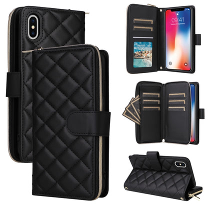 Crossbody Rhombic Zipper Tower Buckle Leather Phone Case with Lanyard, For iPhone 11, For iPhone 11 Pro, For iPhone X / XS, For iPhone XR