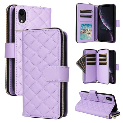 Crossbody Rhombic Zipper Tower Buckle Leather Phone Case with Lanyard, For iPhone 11, For iPhone 11 Pro, For iPhone X / XS, For iPhone XR