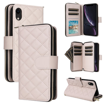 Crossbody Rhombic Zipper Tower Buckle Leather Phone Case with Lanyard, For iPhone 11, For iPhone 11 Pro, For iPhone X / XS, For iPhone XR