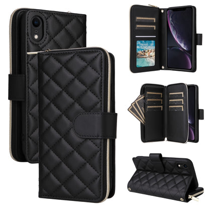 Crossbody Rhombic Zipper Tower Buckle Leather Phone Case with Lanyard, For iPhone 11, For iPhone 11 Pro, For iPhone X / XS, For iPhone XR