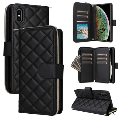 Crossbody Rhombic Zipper Tower Buckle Leather Phone Case with Lanyard, For iPhone XS Max, For iPhone 8 Plus / 7 Plus