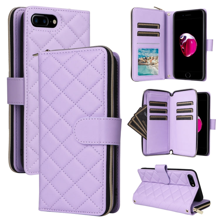 Crossbody Rhombic Zipper Tower Buckle Leather Phone Case with Lanyard, For iPhone XS Max, For iPhone 8 Plus / 7 Plus