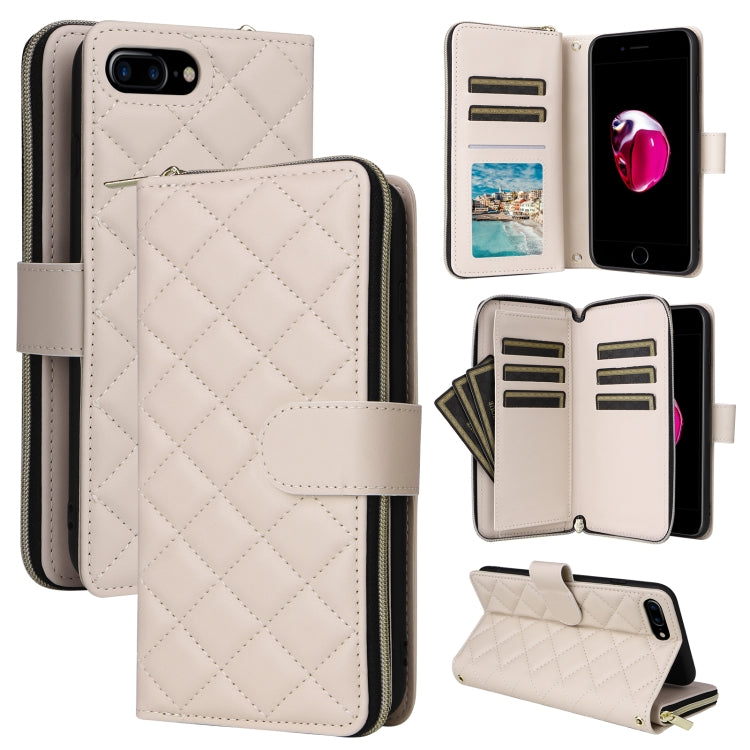 Crossbody Rhombic Zipper Tower Buckle Leather Phone Case with Lanyard, For iPhone XS Max, For iPhone 8 Plus / 7 Plus