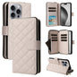 Crossbody Rhombic Zipper Tower Buckle Leather Phone Case with Lanyard, For iPhone Air, For iPhone 16 Pro Max, For iPhone 16 Pro, For iPhone 16 Plus