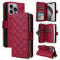 Crossbody Rhombic Zipper Tower Buckle Leather Phone Case with Lanyard, For iPhone Air, For iPhone 16 Pro Max, For iPhone 16 Pro, For iPhone 16 Plus