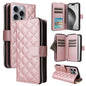 Crossbody Rhombic Zipper Tower Buckle Leather Phone Case with Lanyard, For iPhone Air, For iPhone 16 Pro Max, For iPhone 16 Pro, For iPhone 16 Plus