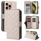 Crossbody Rhombic Zipper Tower Buckle Leather Phone Case with Lanyard, For iPhone Air, For iPhone 16 Pro Max, For iPhone 16 Pro, For iPhone 16 Plus
