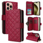 Crossbody Rhombic Zipper Tower Buckle Leather Phone Case with Lanyard, For iPhone Air, For iPhone 16 Pro Max, For iPhone 16 Pro, For iPhone 16 Plus