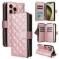 Crossbody Rhombic Zipper Tower Buckle Leather Phone Case with Lanyard, For iPhone Air, For iPhone 16 Pro Max, For iPhone 16 Pro, For iPhone 16 Plus