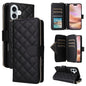 Crossbody Rhombic Zipper Tower Buckle Leather Phone Case with Lanyard, For iPhone Air, For iPhone 16 Pro Max, For iPhone 16 Pro, For iPhone 16 Plus