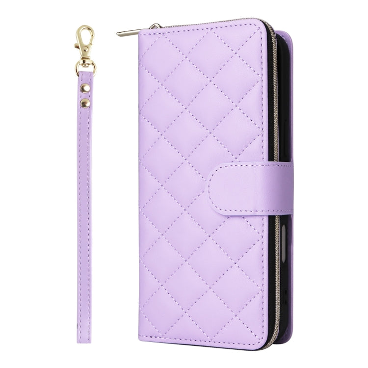 Crossbody Rhombic Zipper Tower Buckle Leather Phone Case with Lanyard, For iPhone 16, For iPhone 15 Pro Max, For iPhone 15 Pro, For iPhone 15 Plus / 14 Plus