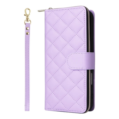 Crossbody Rhombic Zipper Tower Buckle Leather Phone Case with Lanyard, For iPhone 16, For iPhone 15 Pro Max, For iPhone 15 Pro, For iPhone 15 Plus / 14 Plus