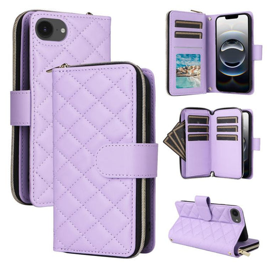 Crossbody Rhombic Zipper Tower Buckle Leather Phone Case with Lanyard, For iPhone 17e / 16e, For iPhone 17 Pro Max, For iPhone 17 Pro, For iPhone 17