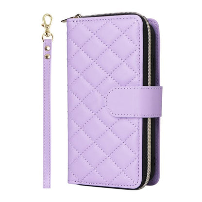 Crossbody Rhombic Zipper Tower Buckle Leather Phone Case with Lanyard, For iPhone 17e / 16e, For iPhone 17 Pro Max, For iPhone 17 Pro, For iPhone 17