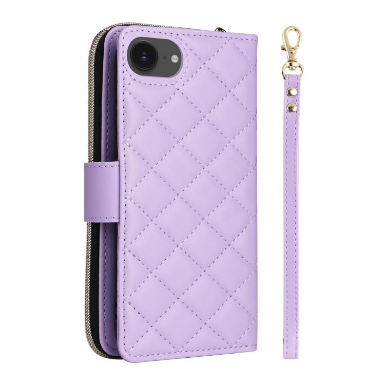 Crossbody Rhombic Zipper Tower Buckle Leather Phone Case with Lanyard, For iPhone 17e / 16e, For iPhone 17 Pro Max, For iPhone 17 Pro, For iPhone 17