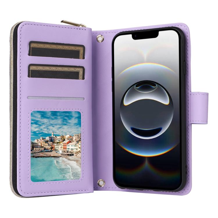 Crossbody Rhombic Zipper Tower Buckle Leather Phone Case with Lanyard, For iPhone 17e / 16e, For iPhone 17 Pro Max, For iPhone 17 Pro, For iPhone 17