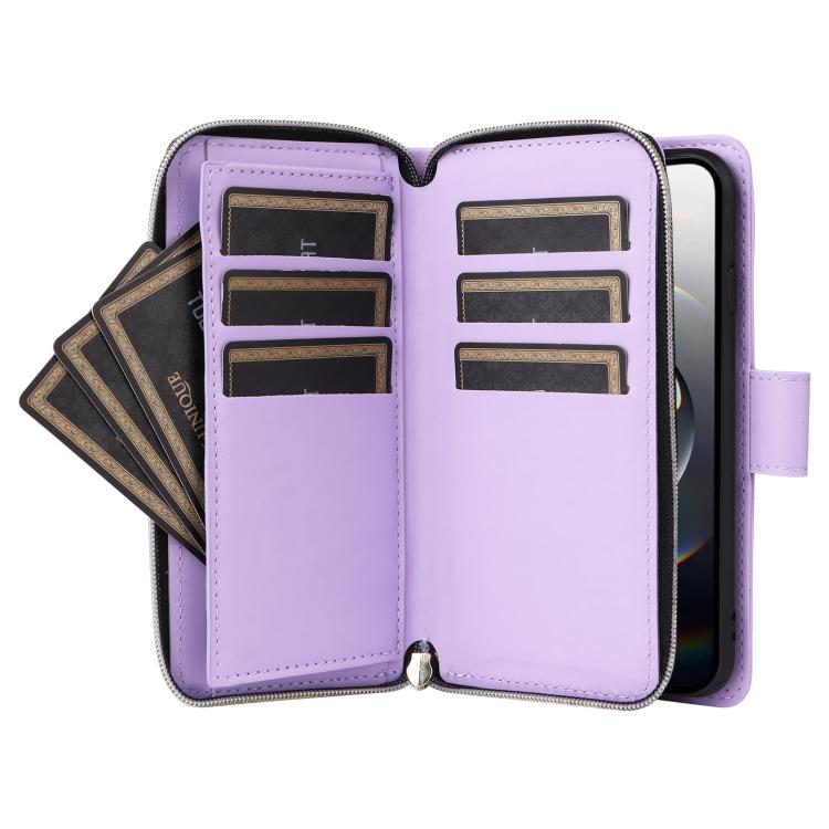Crossbody Rhombic Zipper Tower Buckle Leather Phone Case with Lanyard, For iPhone 17e / 16e, For iPhone 17 Pro Max, For iPhone 17 Pro, For iPhone 17